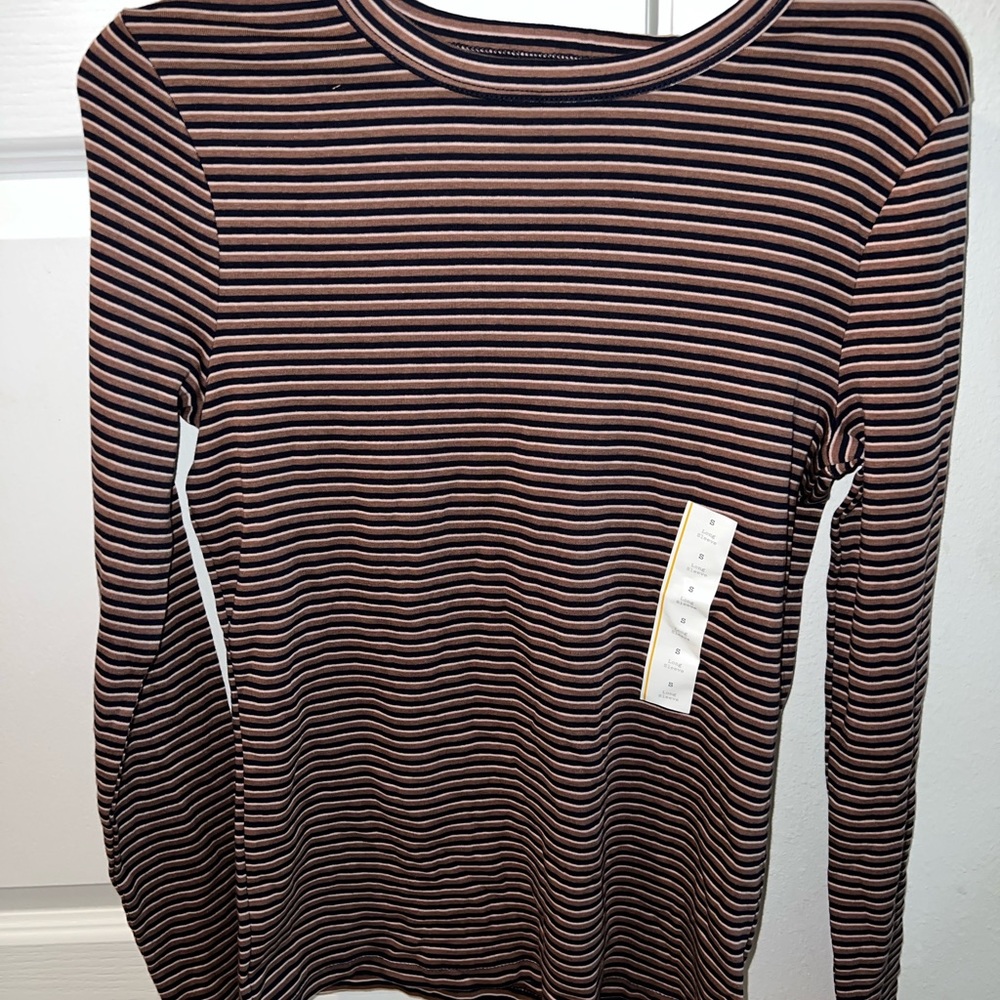 Brown striped long-sleeved blouse size S